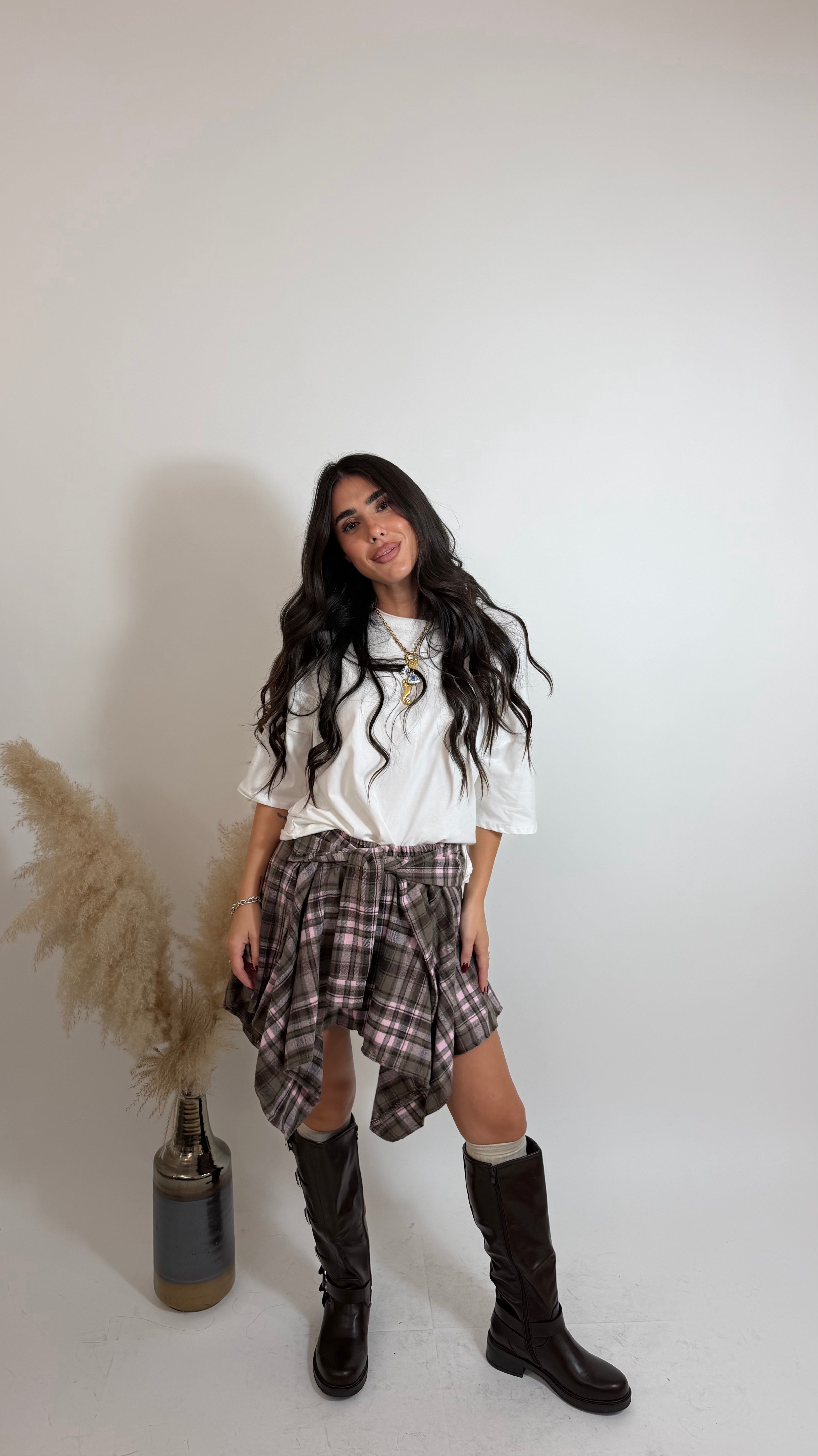 Gonna Camicia Grigio/Rosa