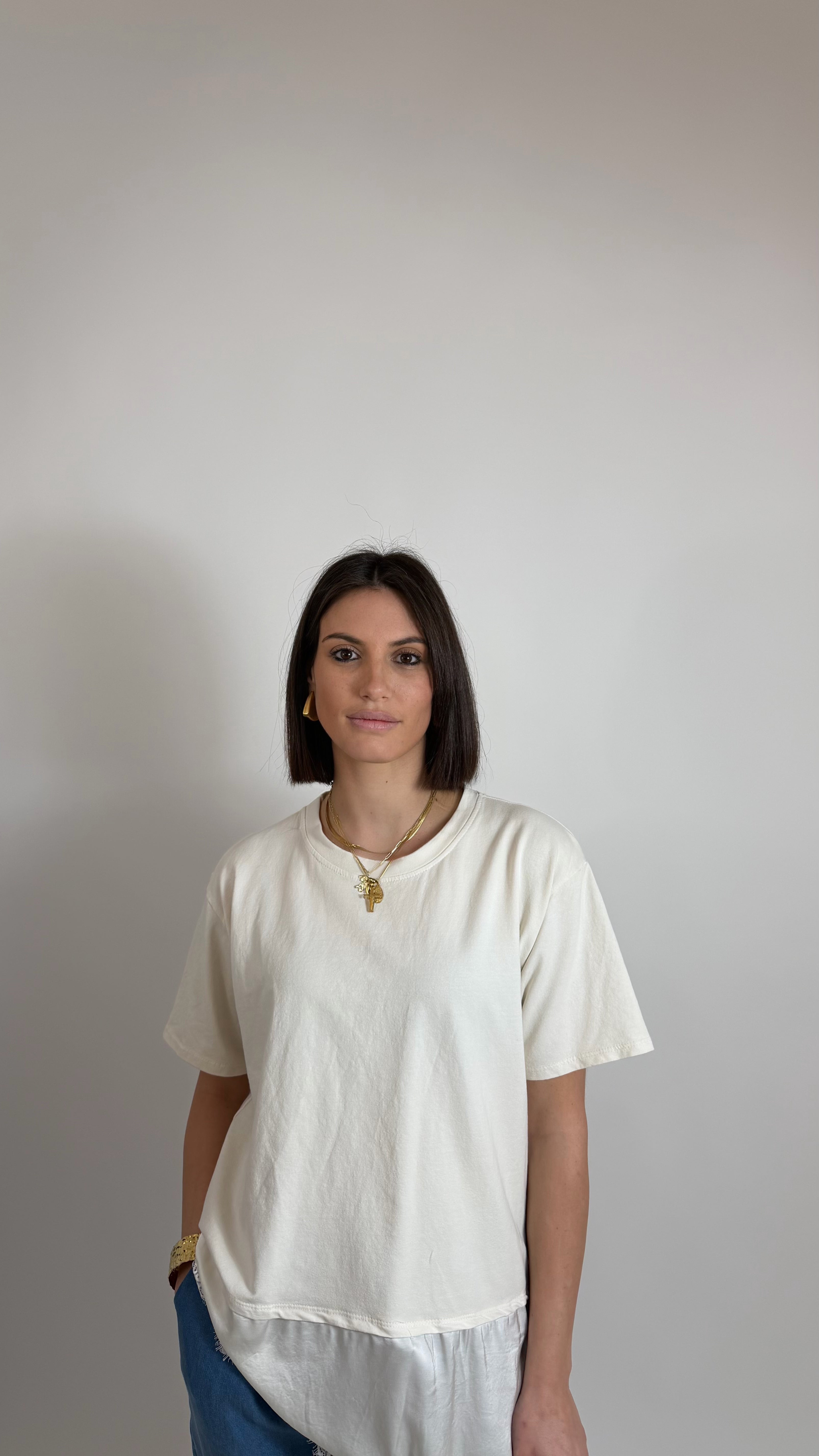 T-Shirt con Pizzo Burro