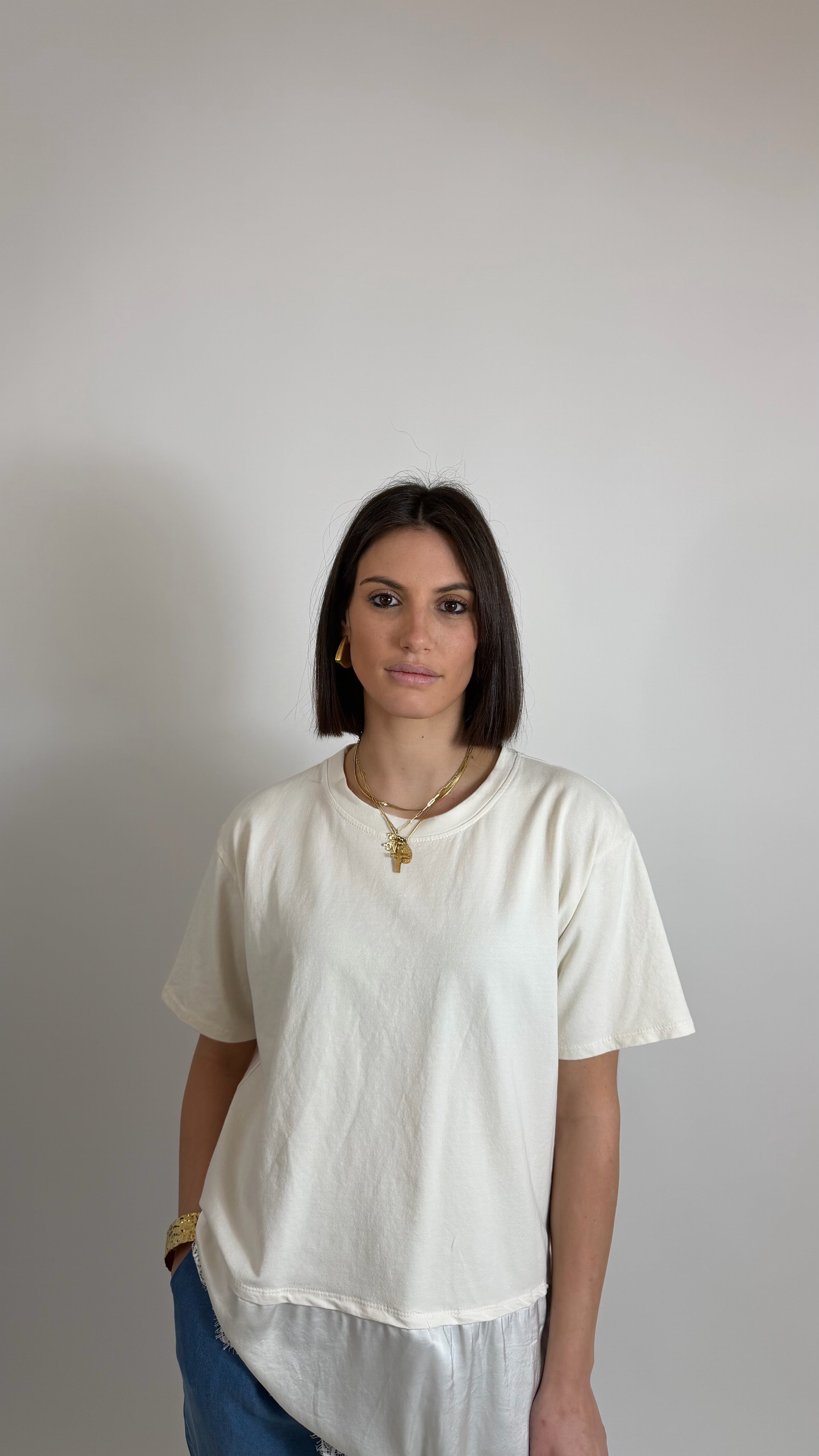 T-Shirt con Pizzo Burro