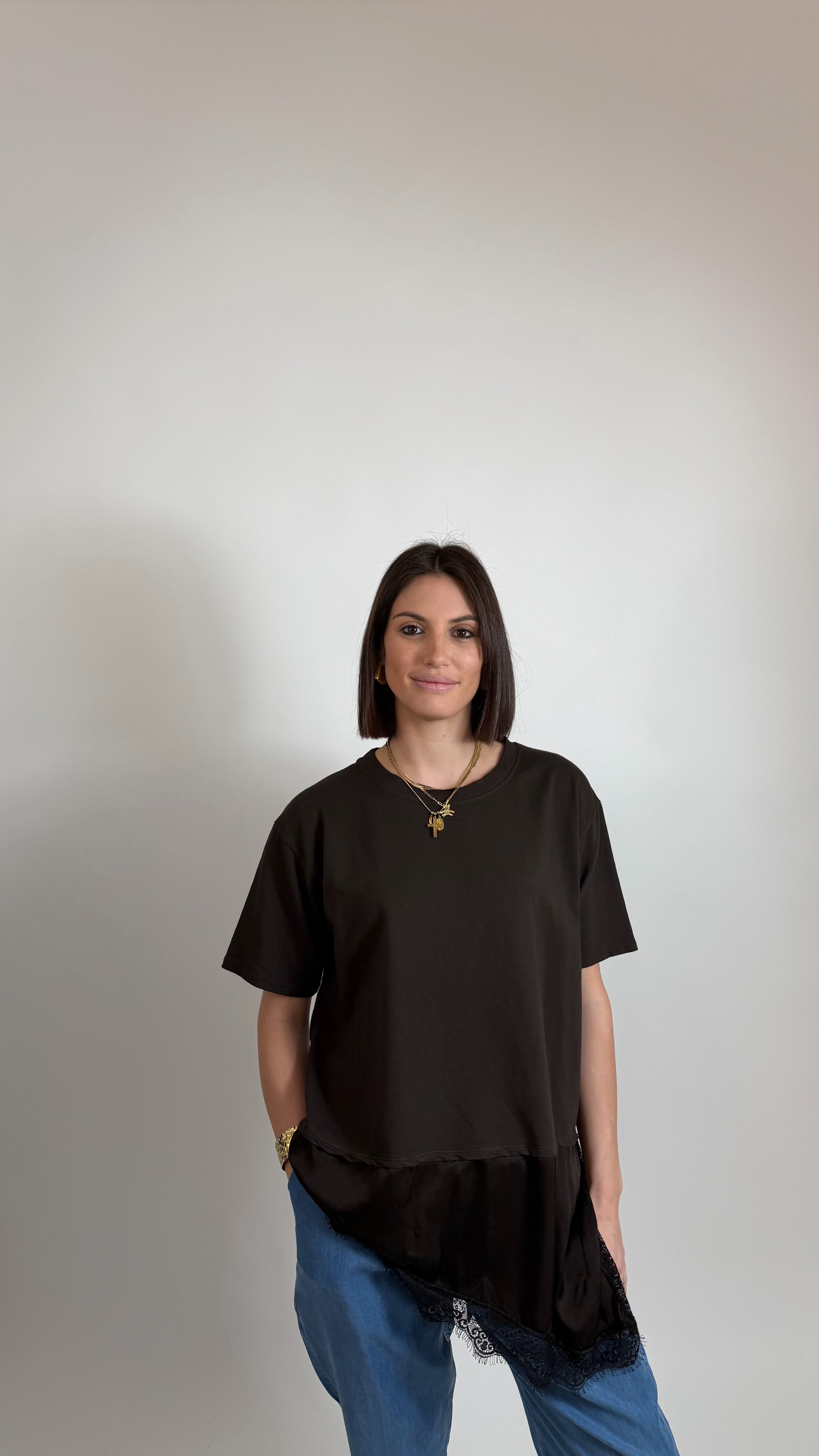 T-Shirt con Pizzo Choco