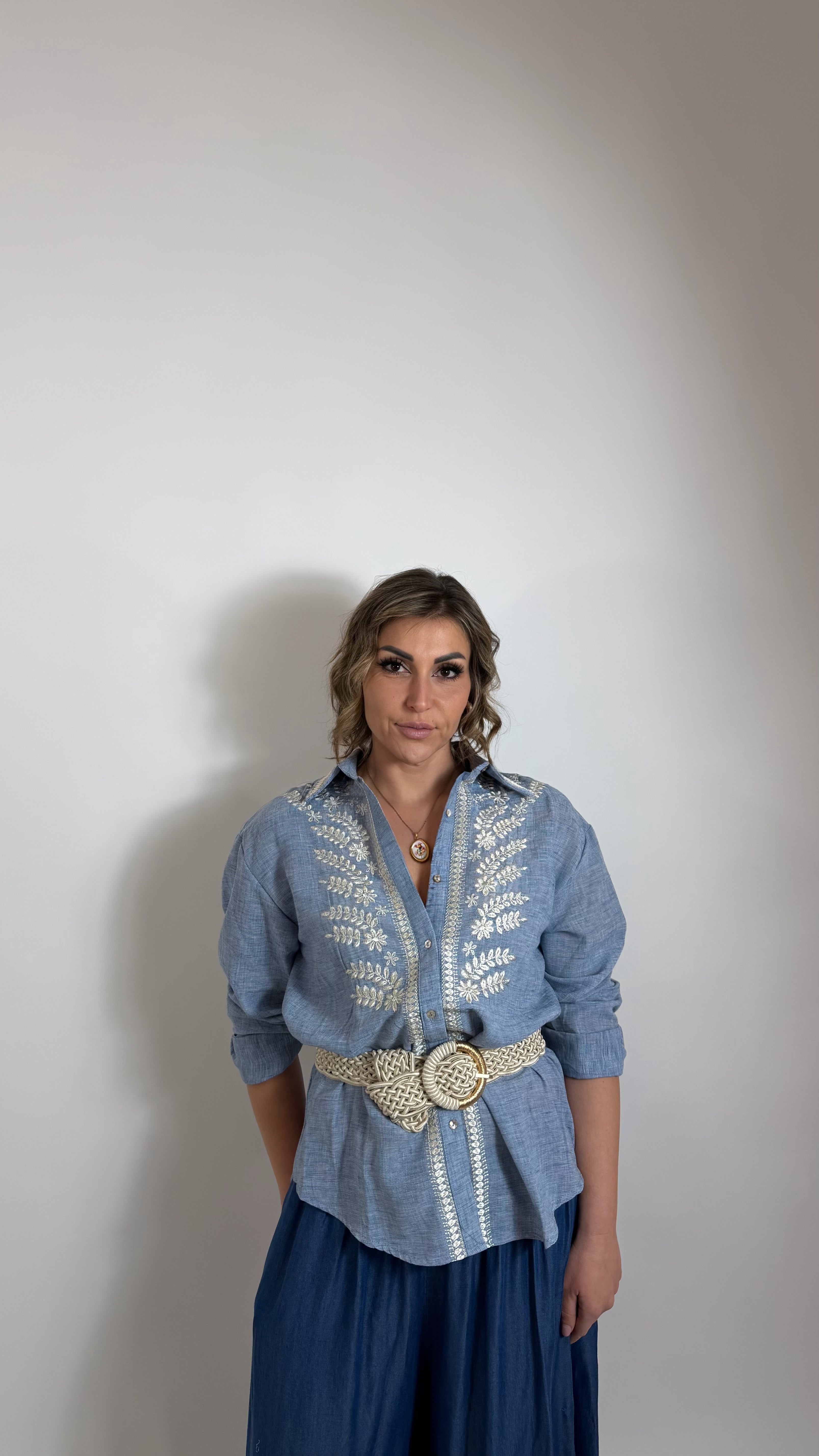 Camicia in lino Flower Sky