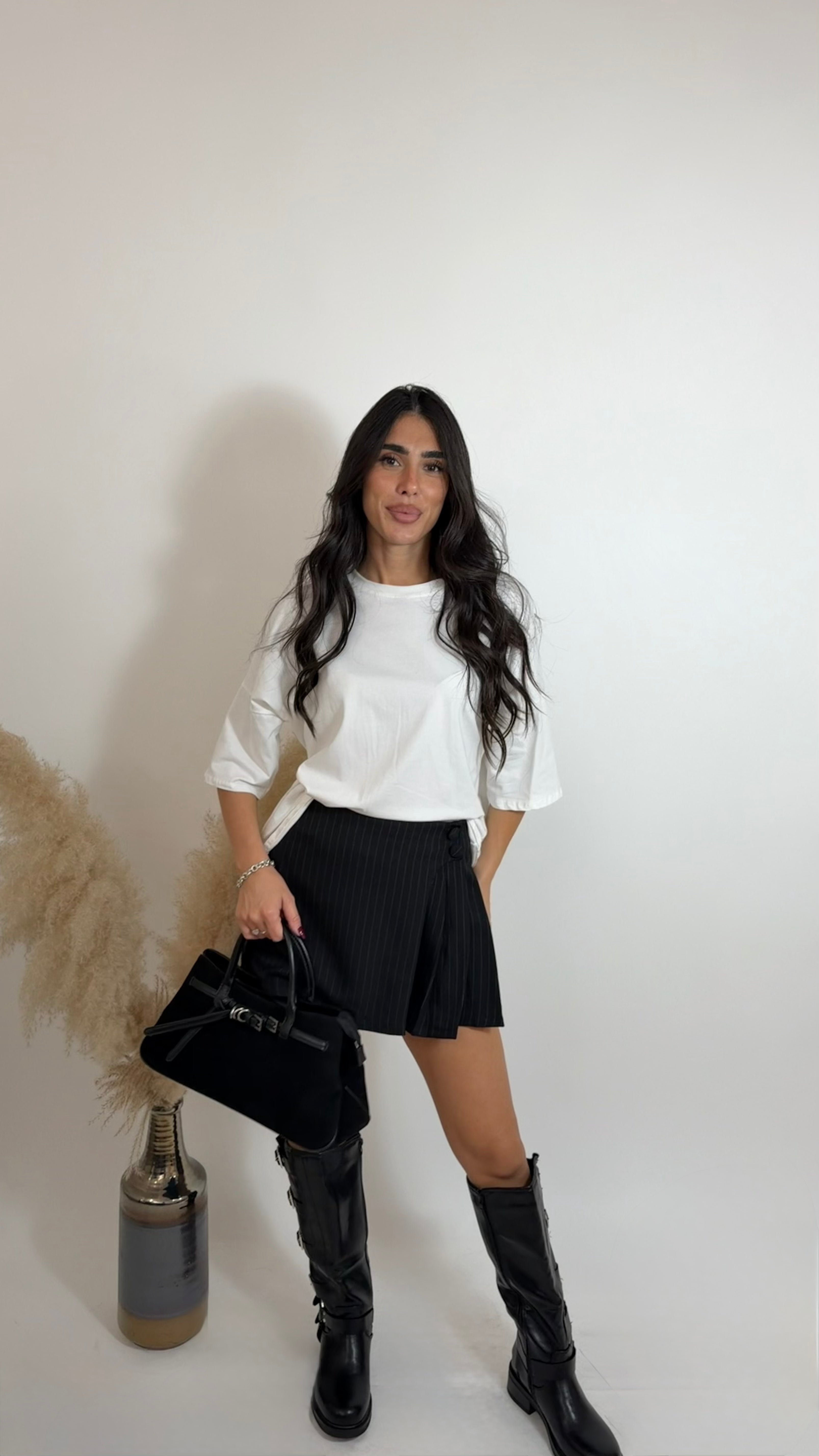 Gonna Shorts Gessata Nera