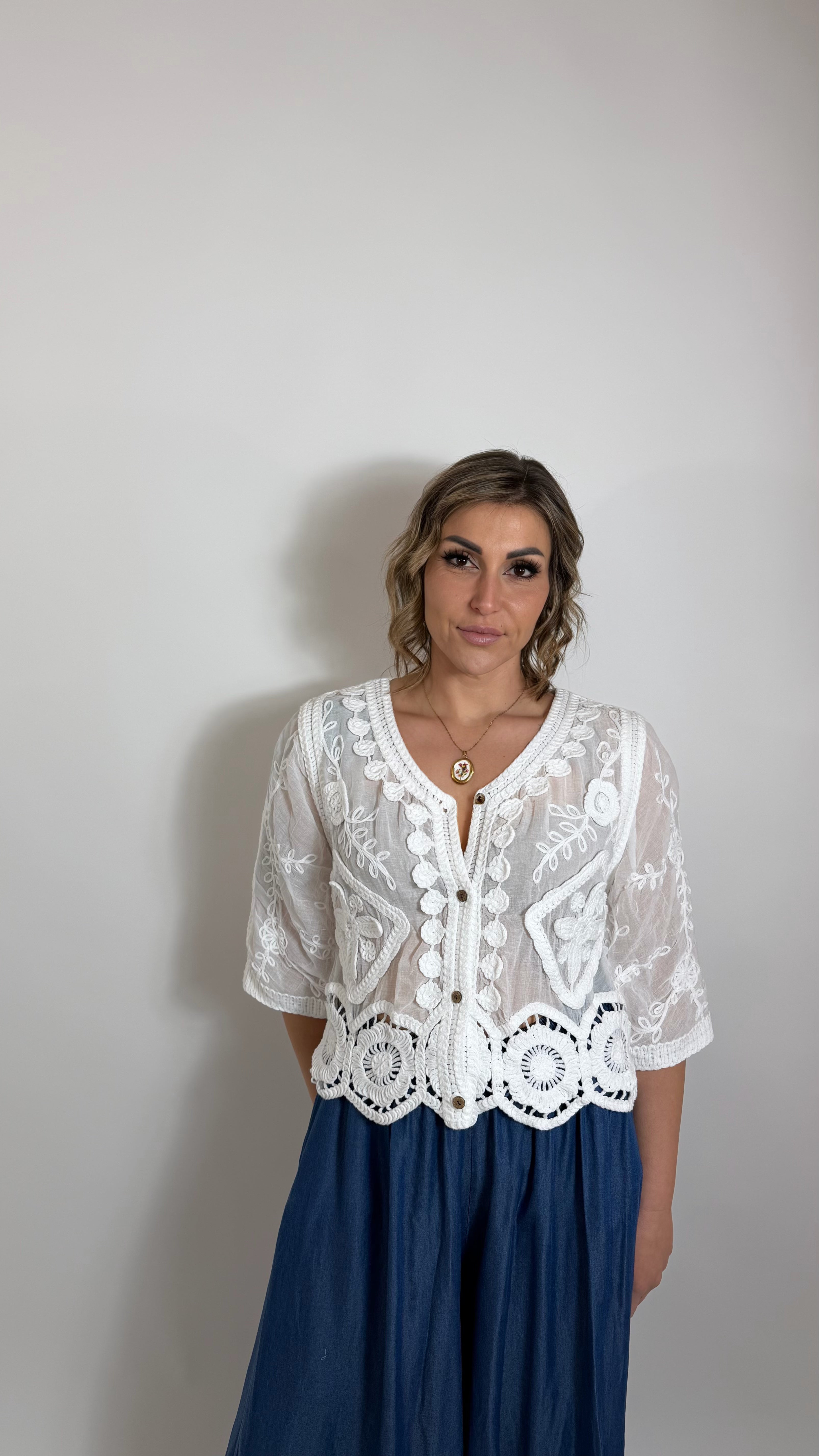 Camicia Boho Lace Bianca