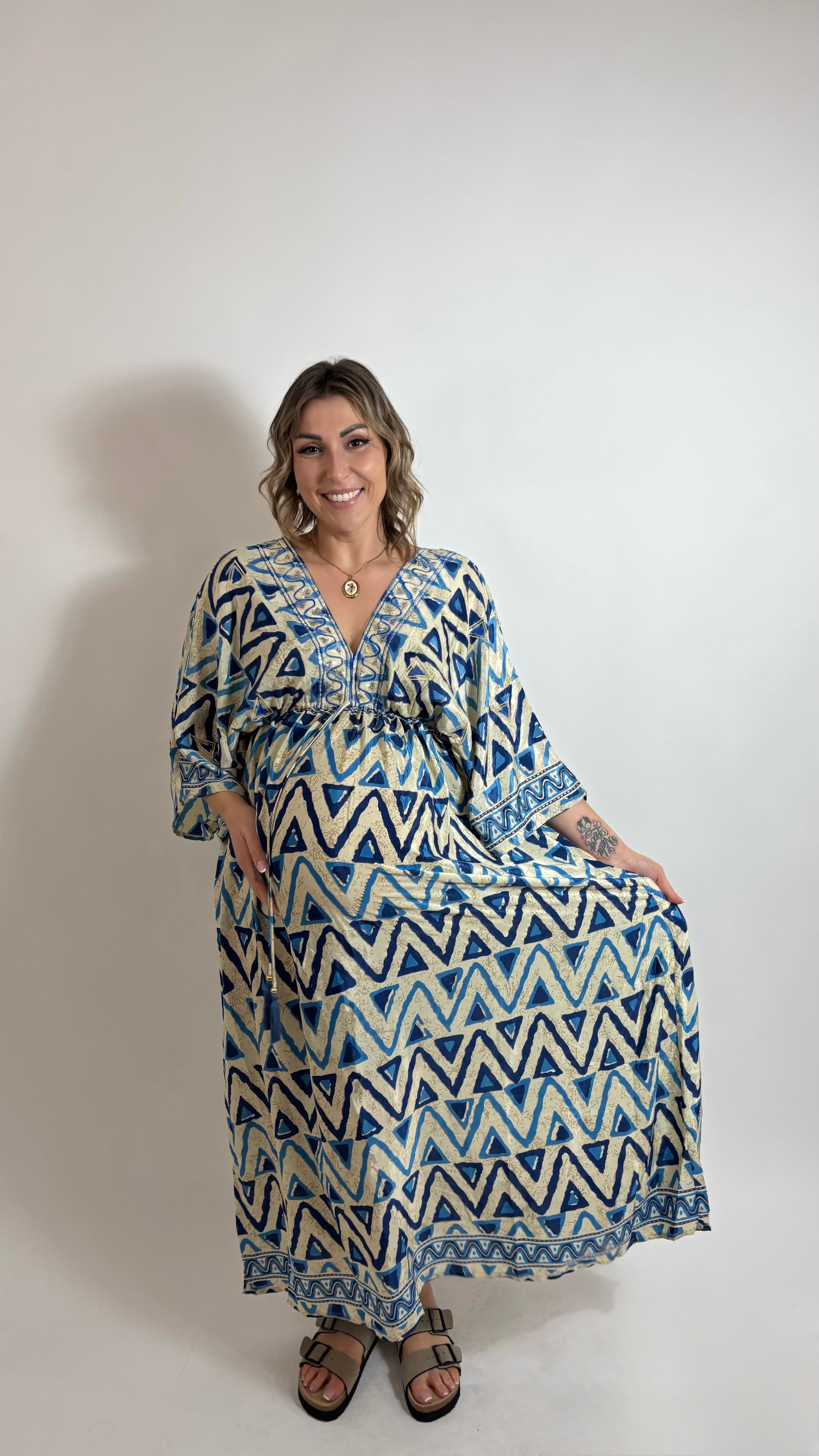 Abito Kaftano Boho-chic Blu