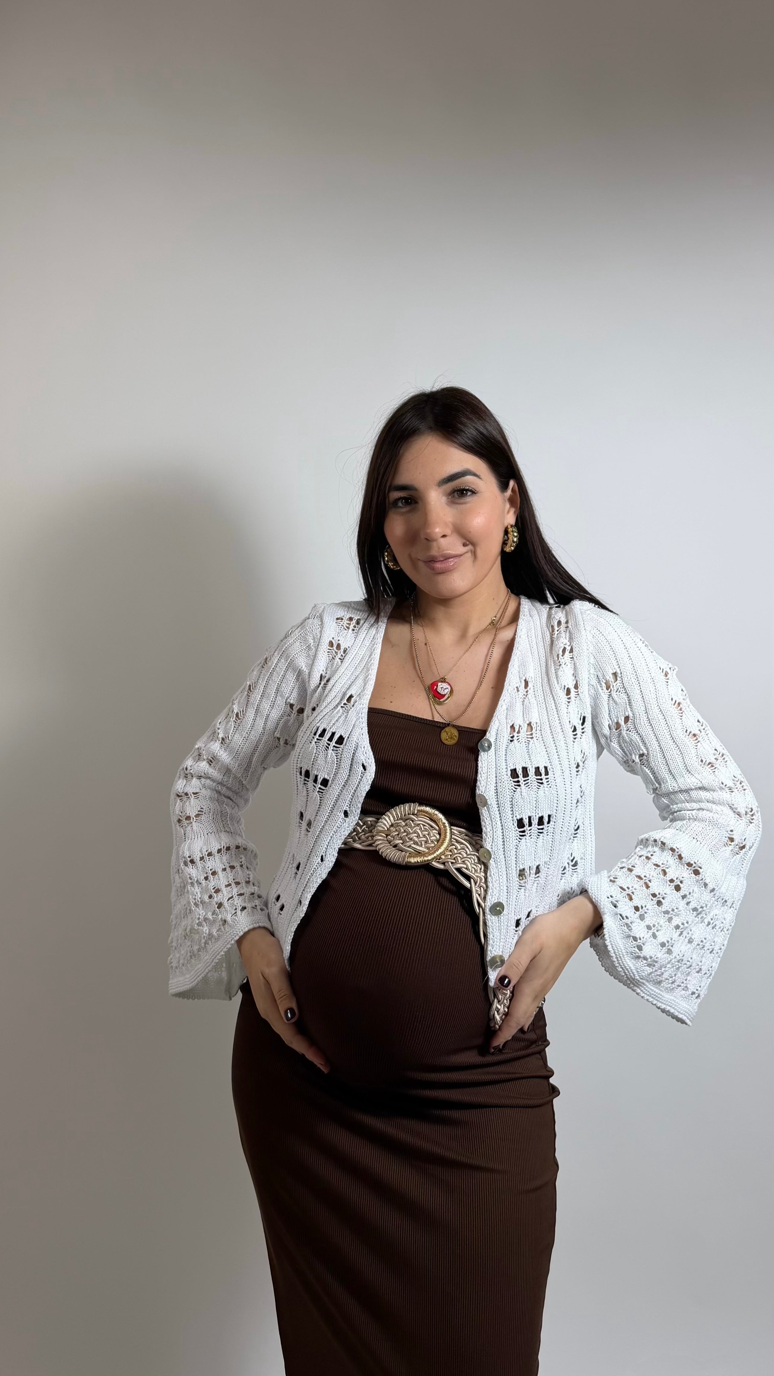 Mini Cardigan Crochet Bianco
