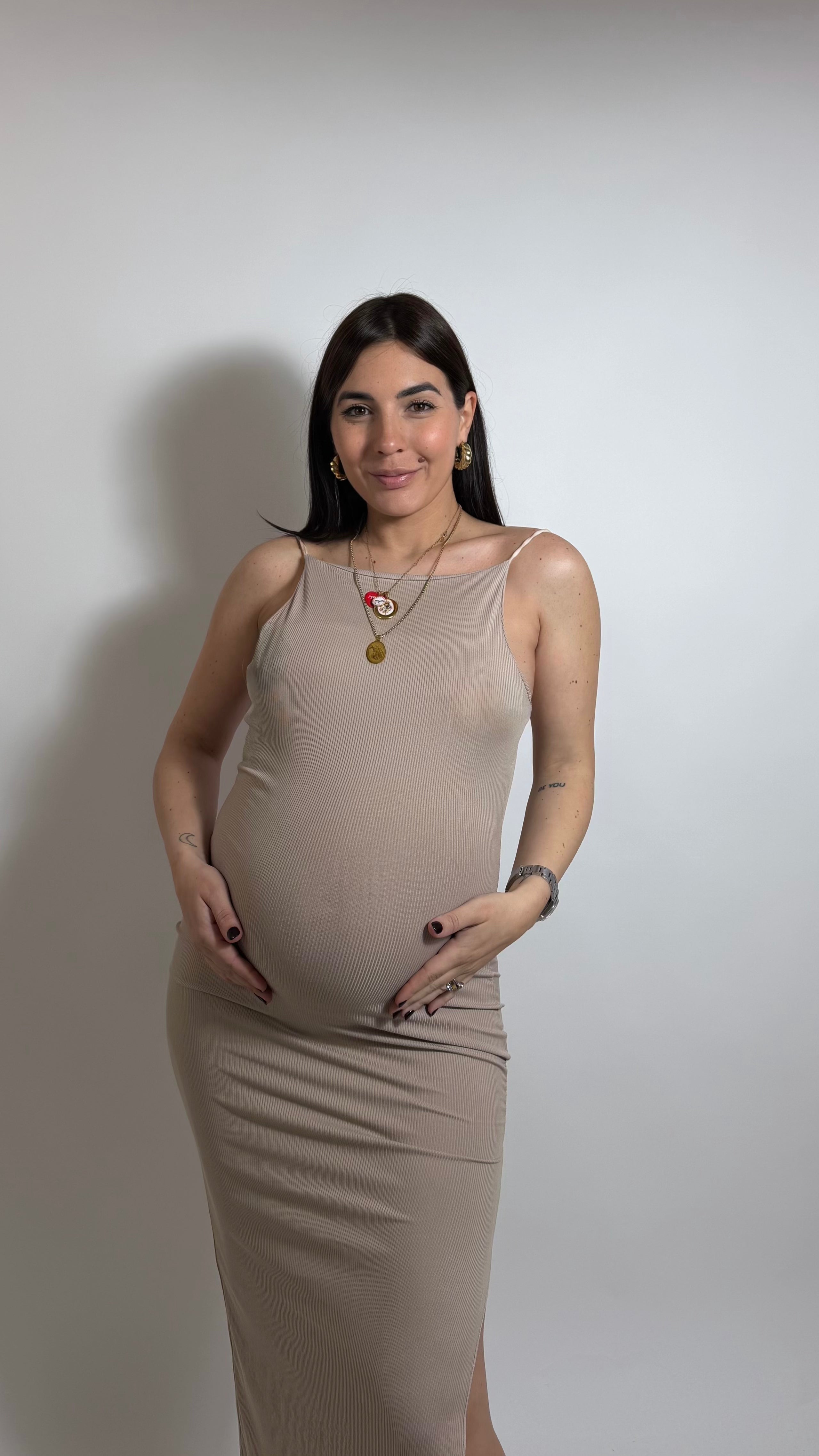 Abito Scollo Quadrato Basic Nude