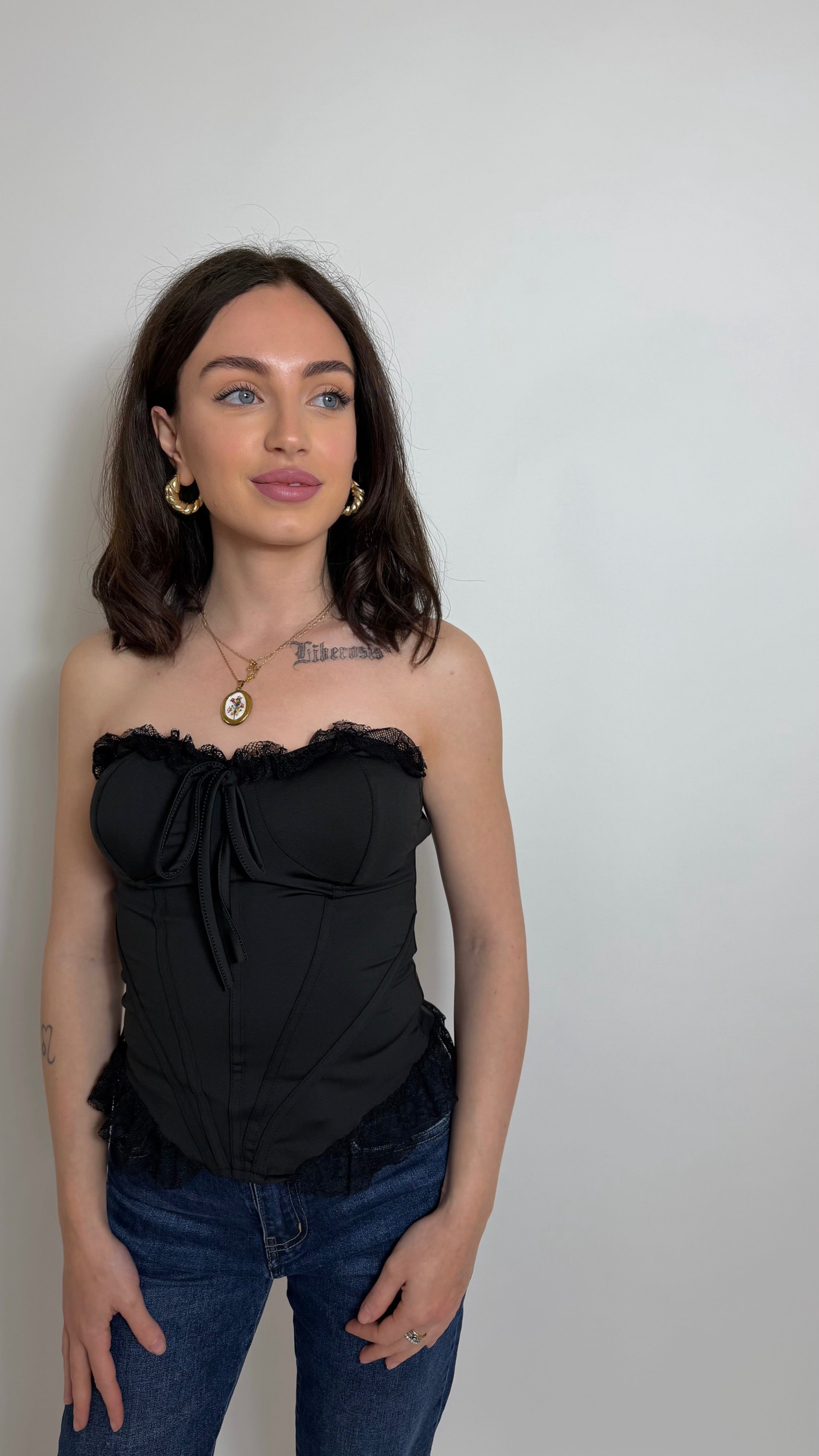 Top Corset Romantic Lace Nero