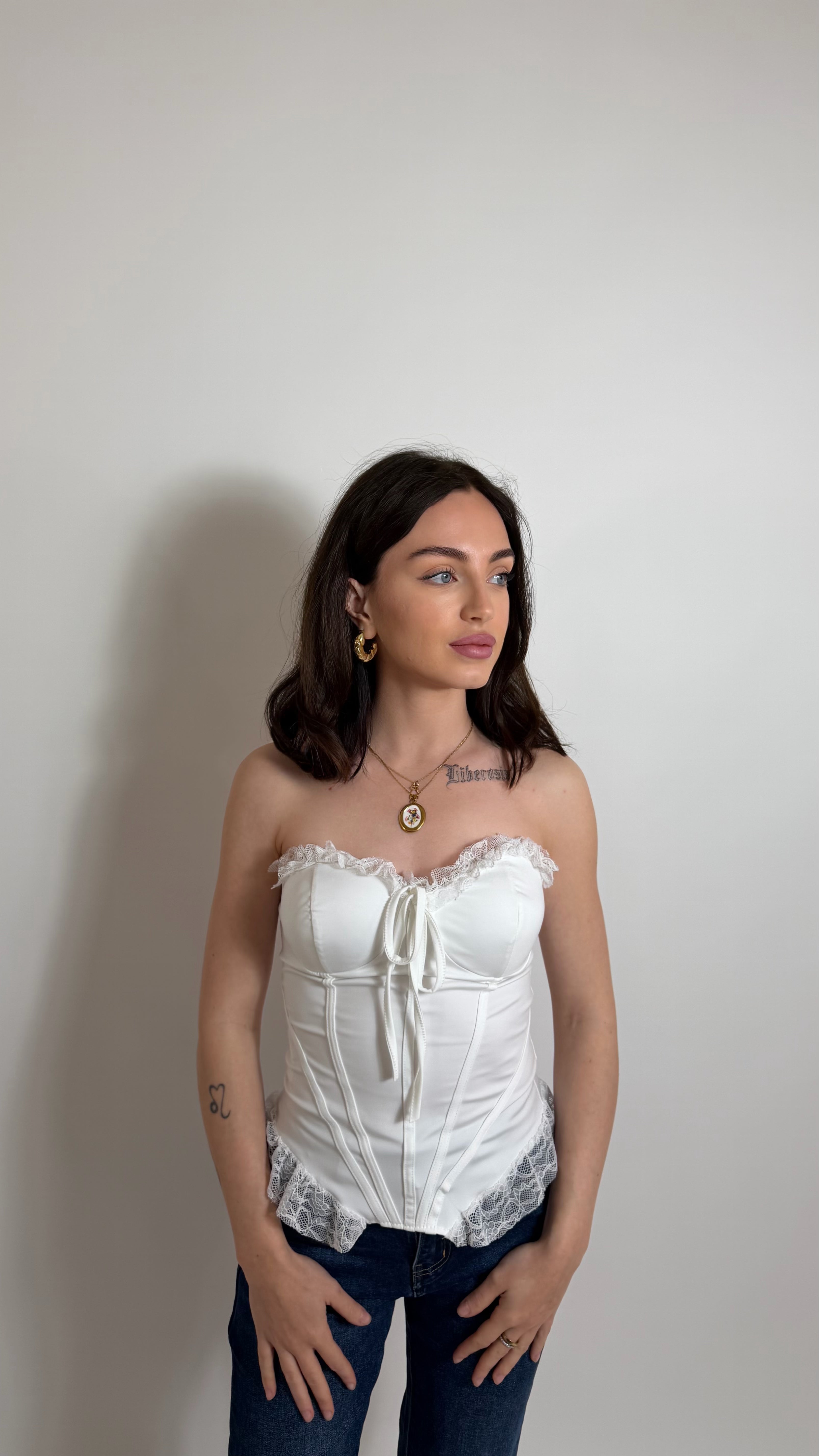 Top Corset Romantic Lace Bianco