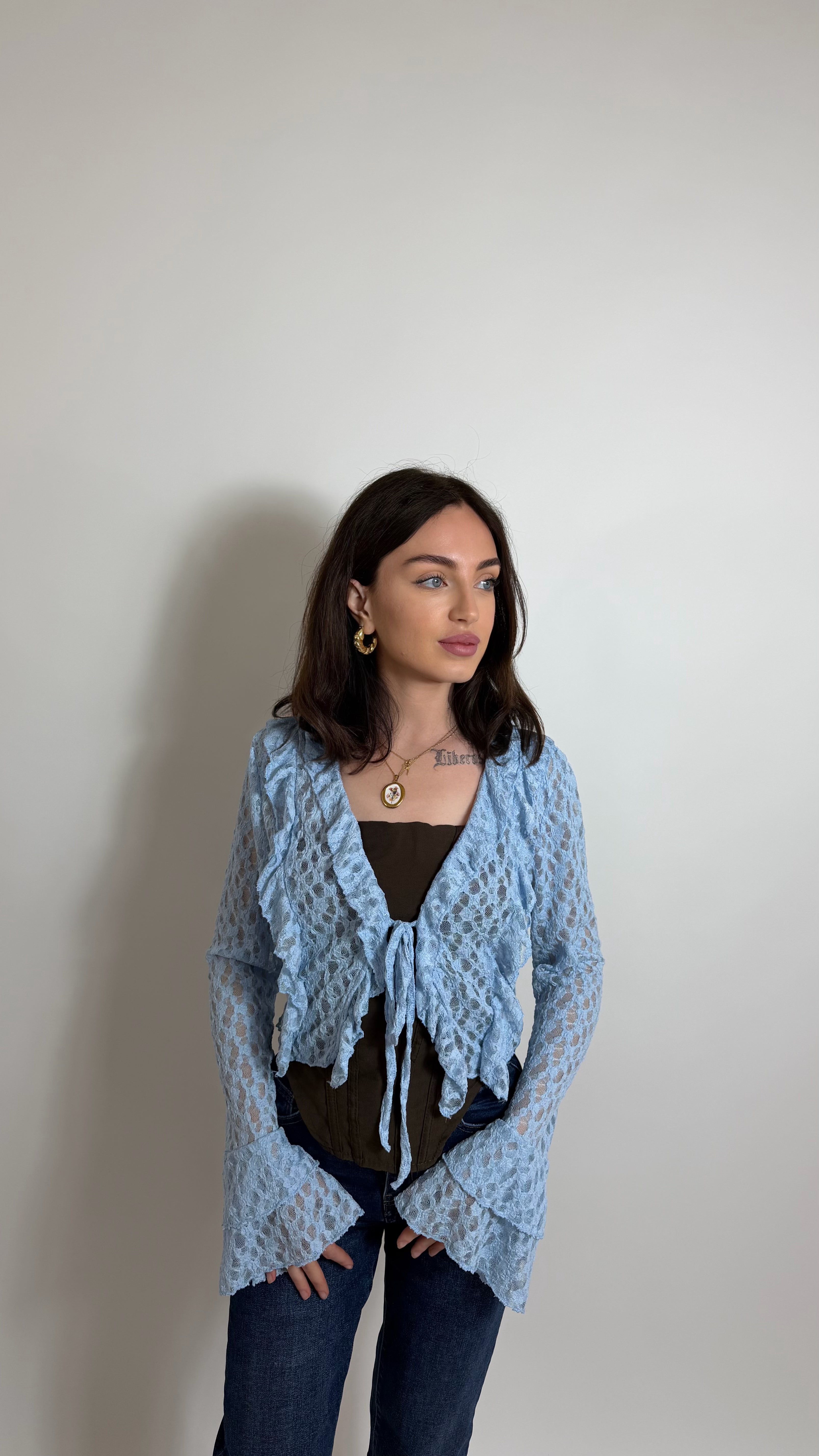 Cardigan Lace Flare Sky
