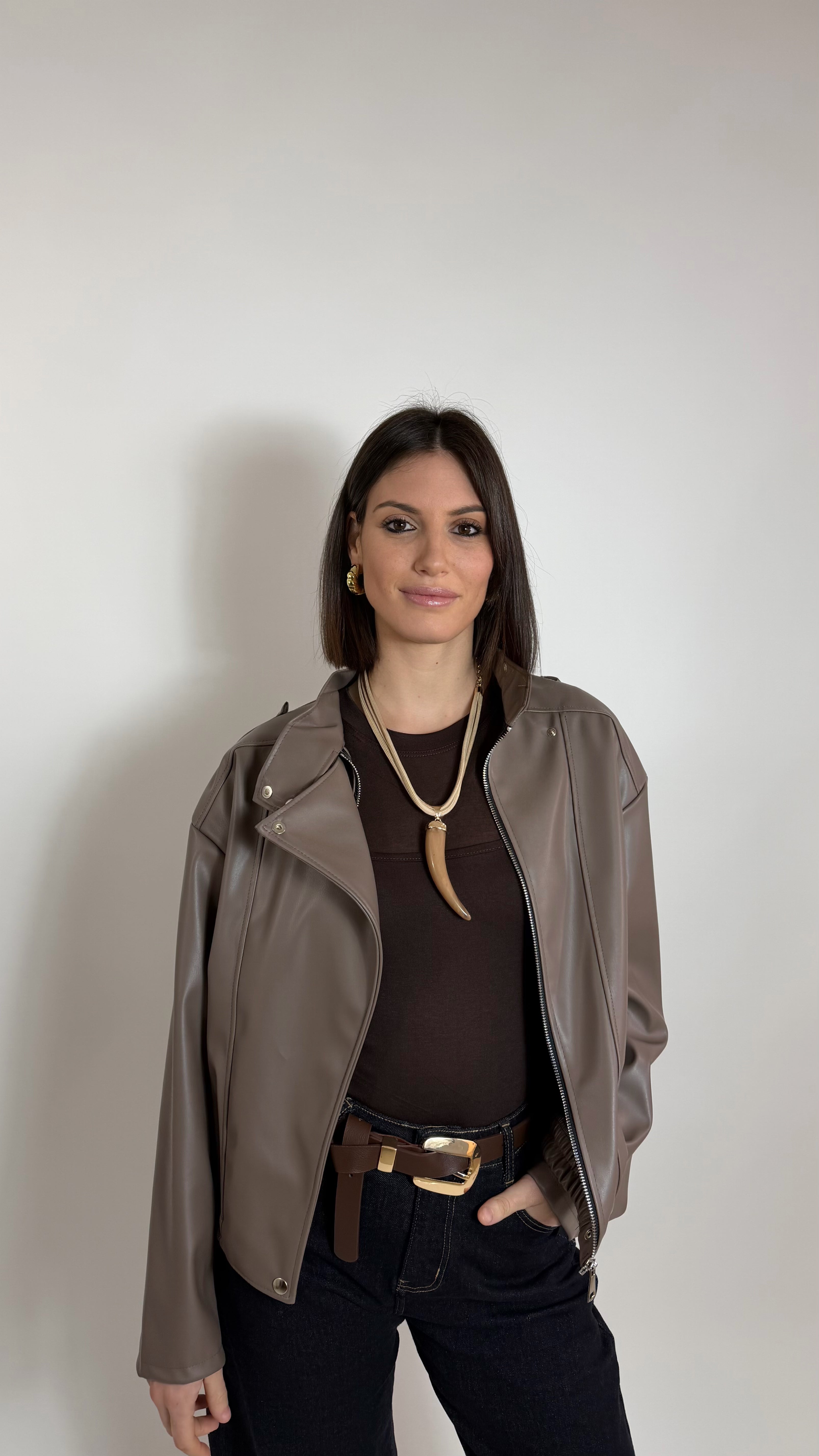 Giacca Ecopelle Tortora