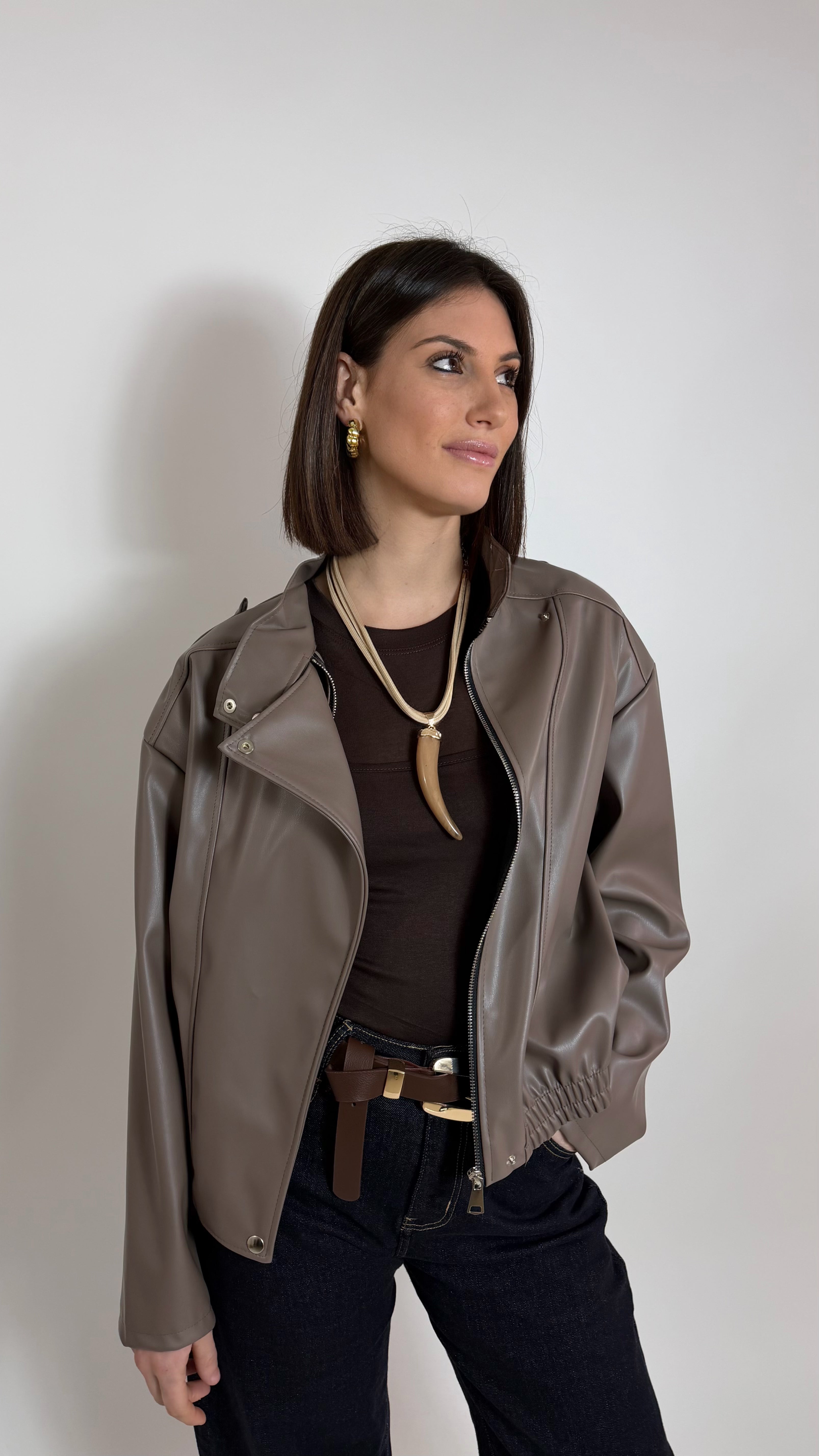 Giacca Ecopelle Tortora