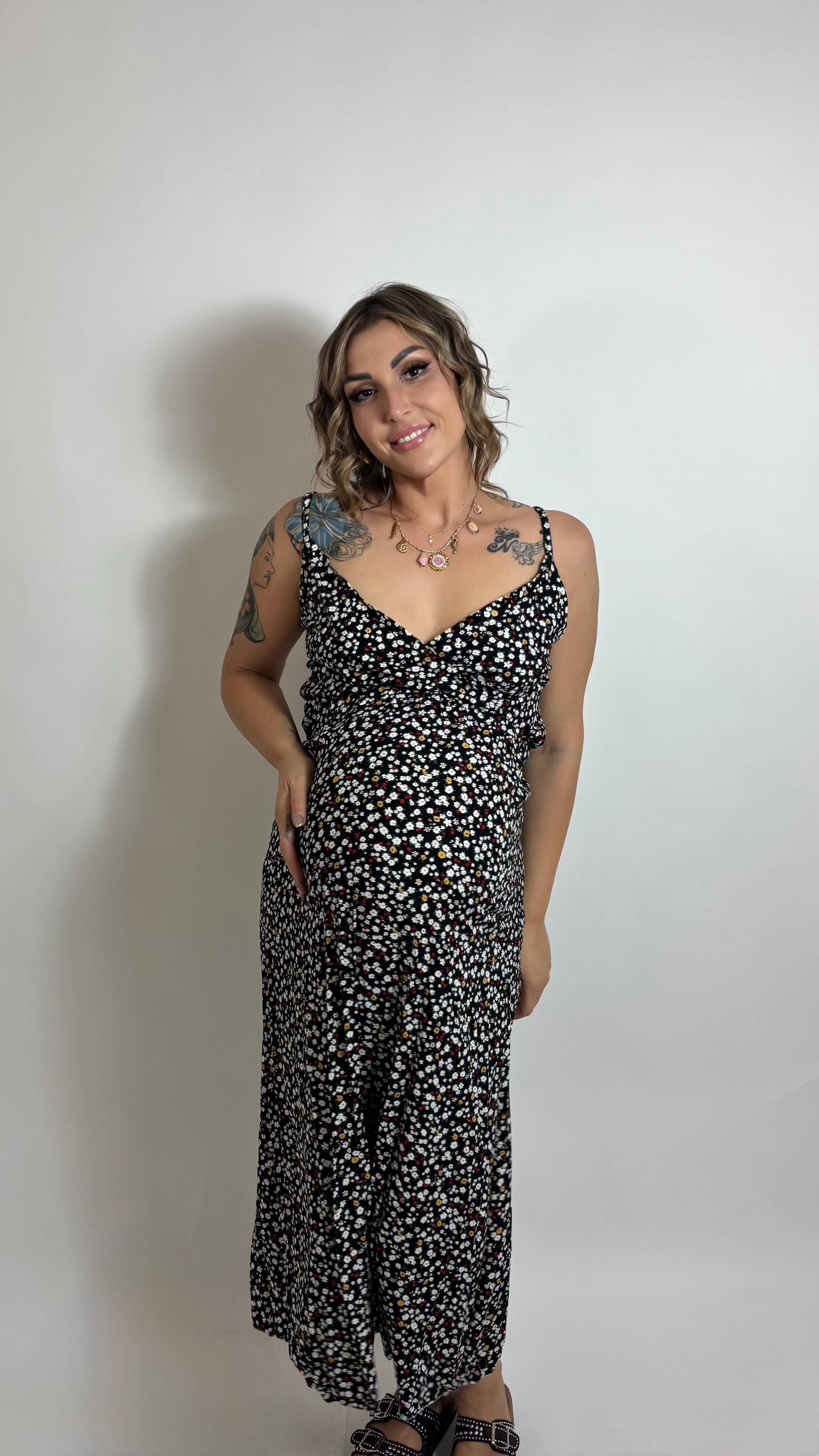 Abito Sole Flowers Black