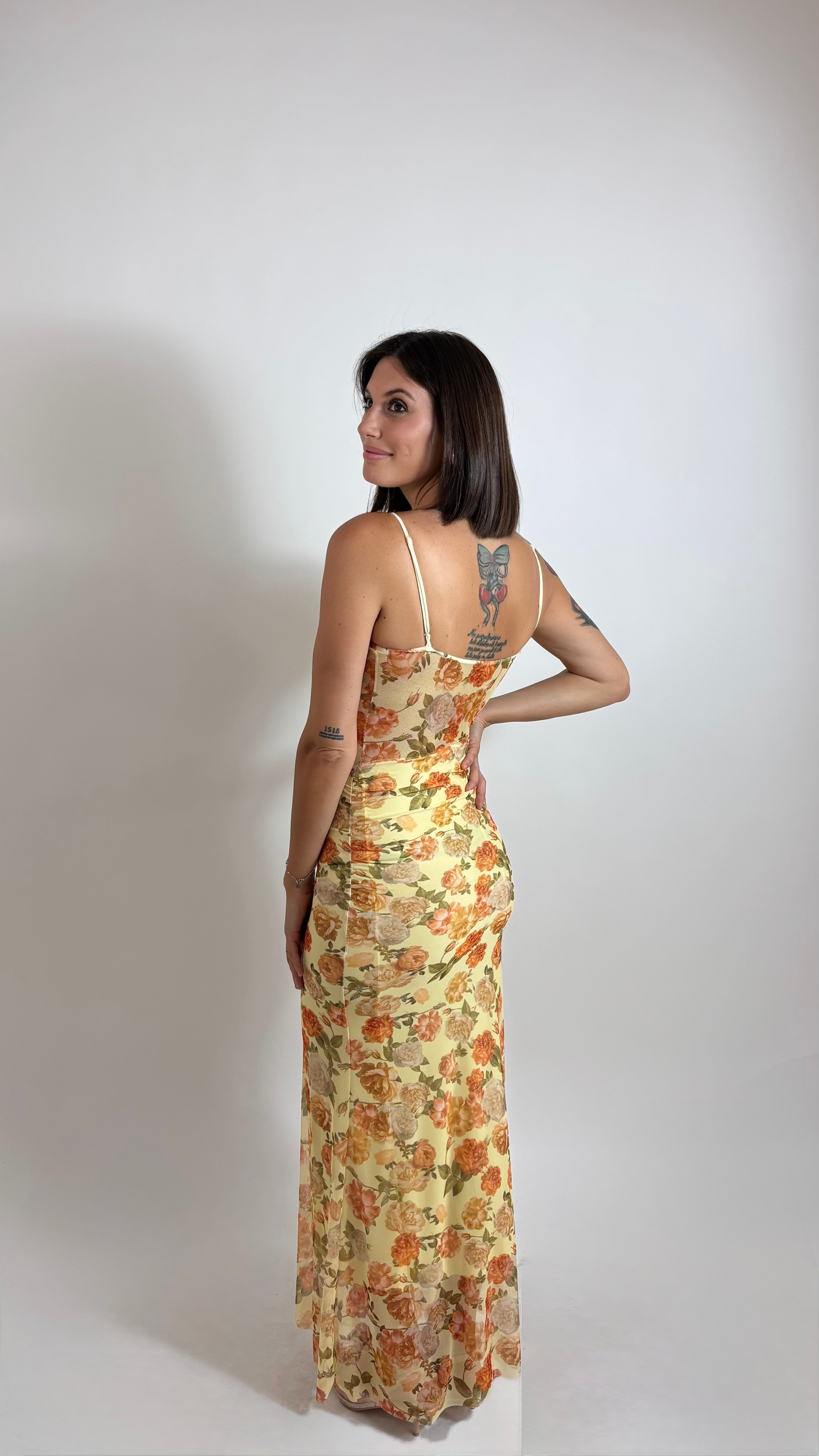 Abito Bustier Flowers Yellow