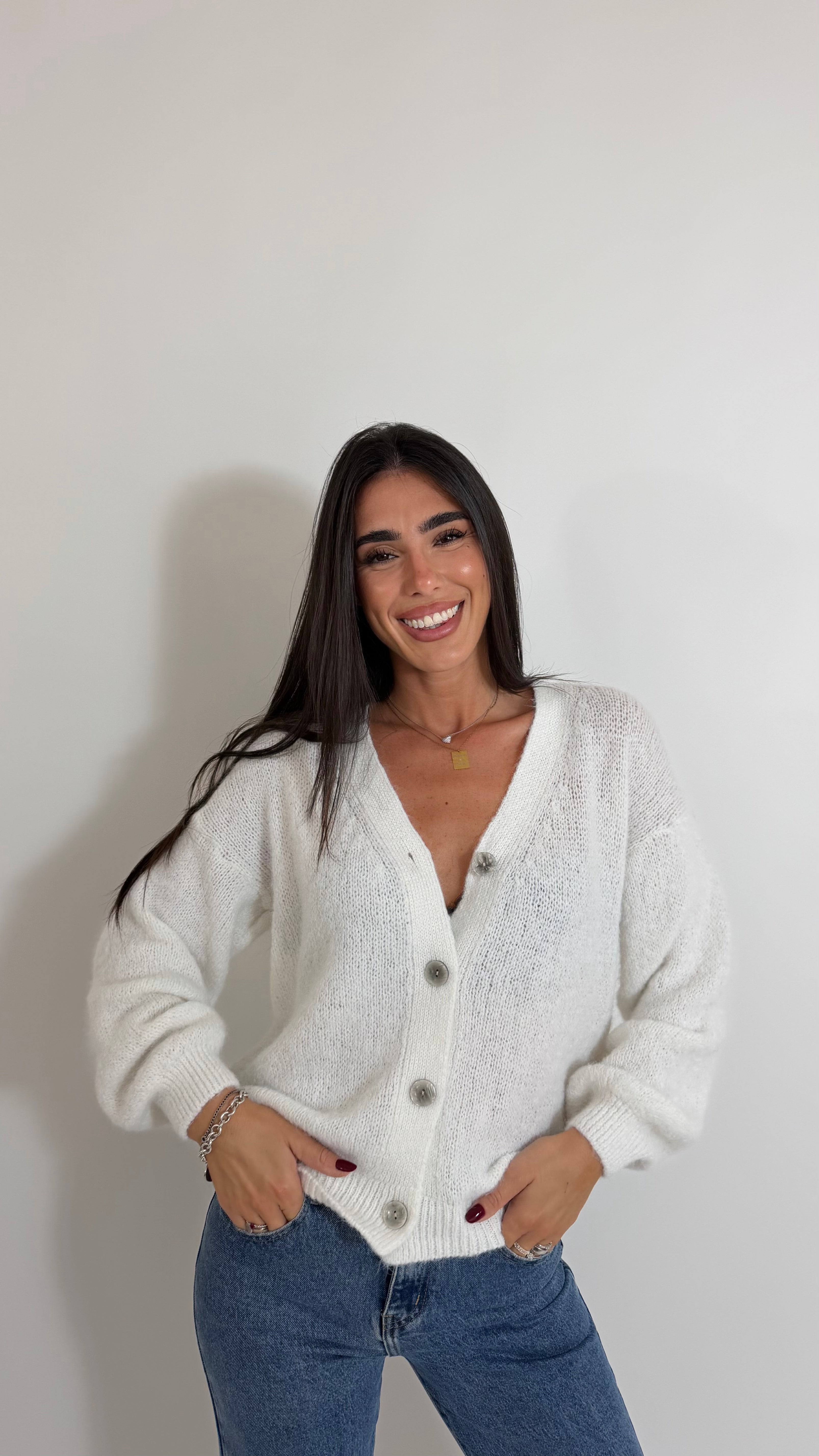 Cardigan Soft Touch Bianco