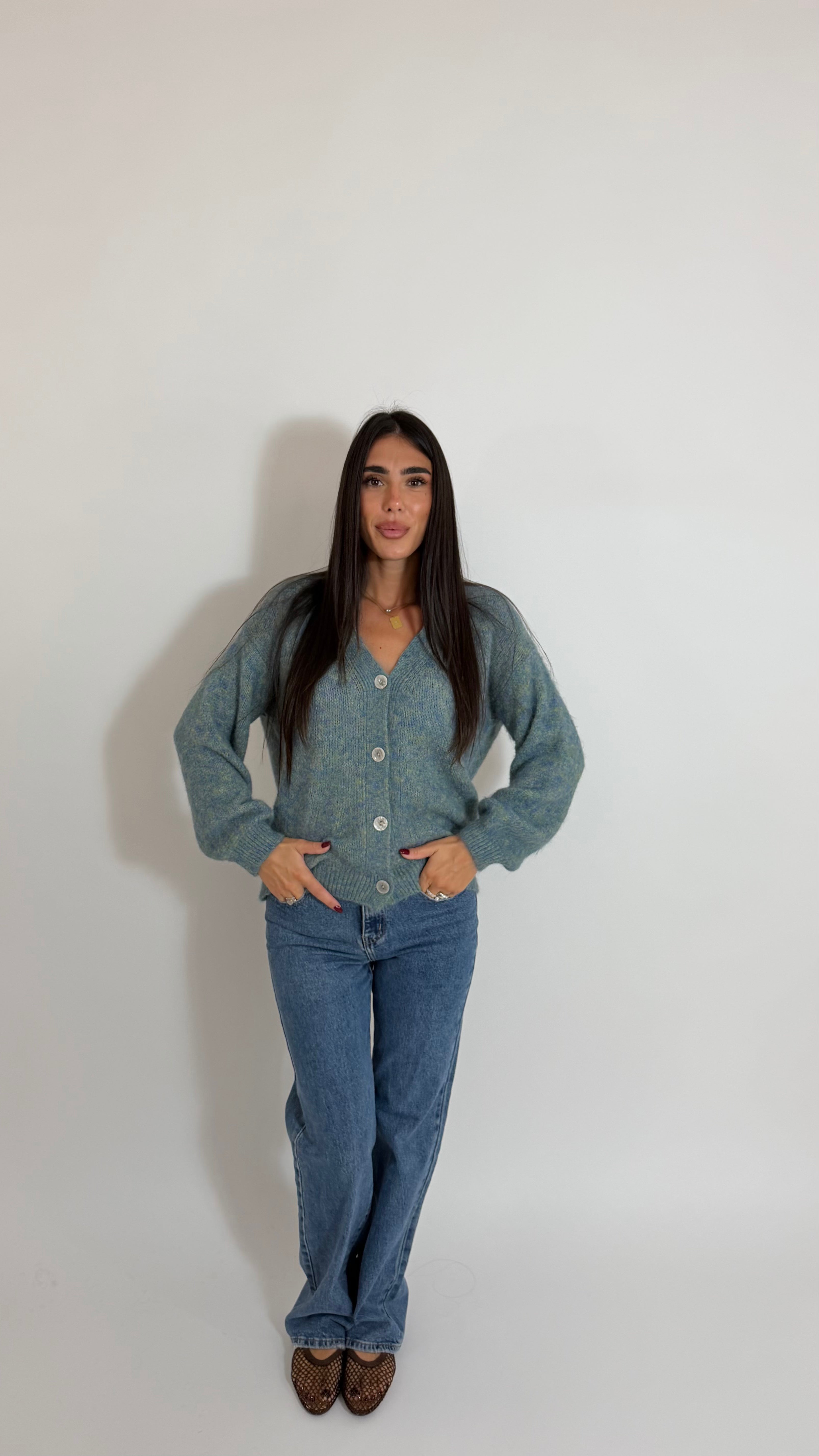 Cardigan Soft Touch Sky/Green