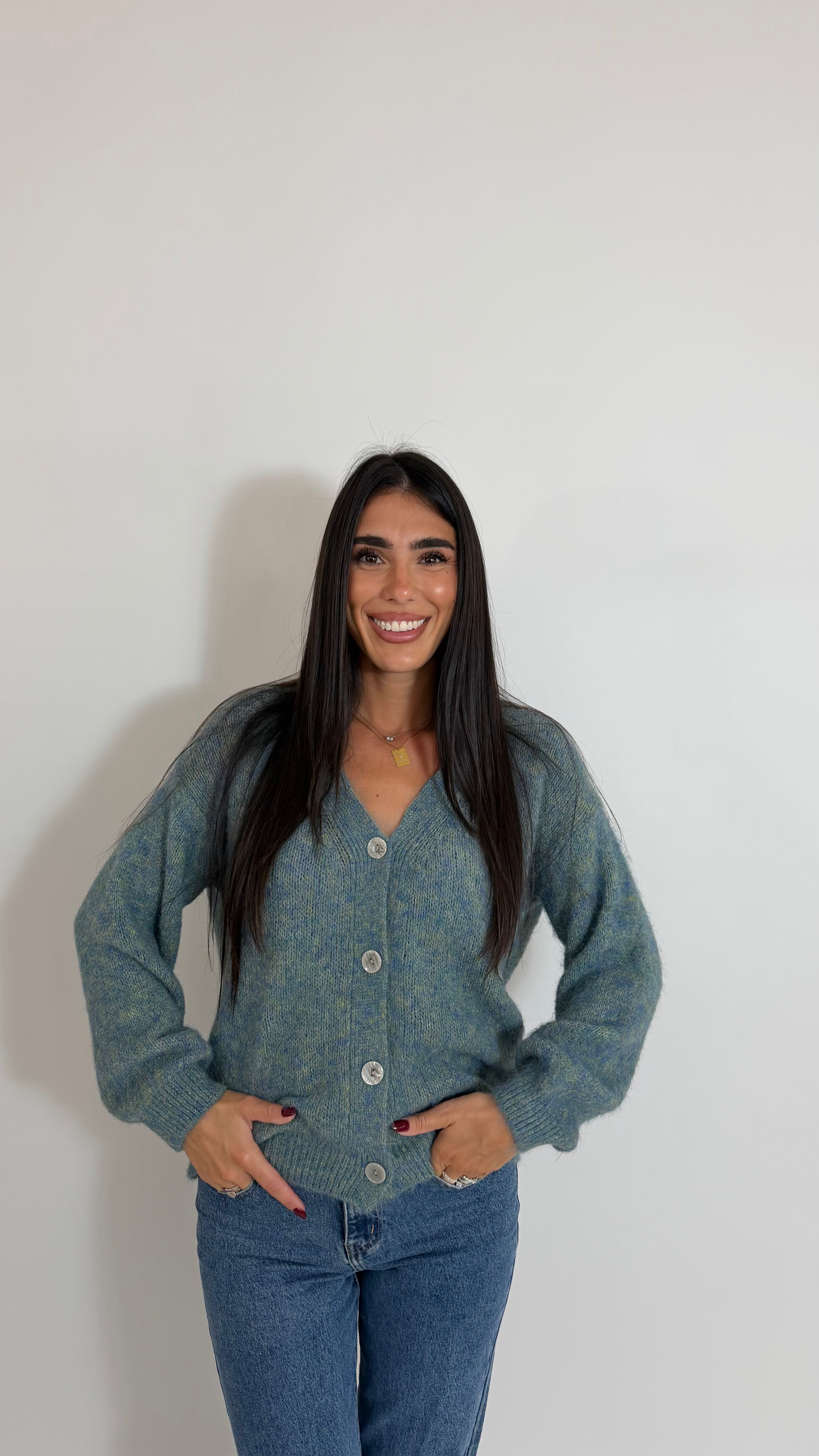 Cardigan Soft Touch Sky/Green