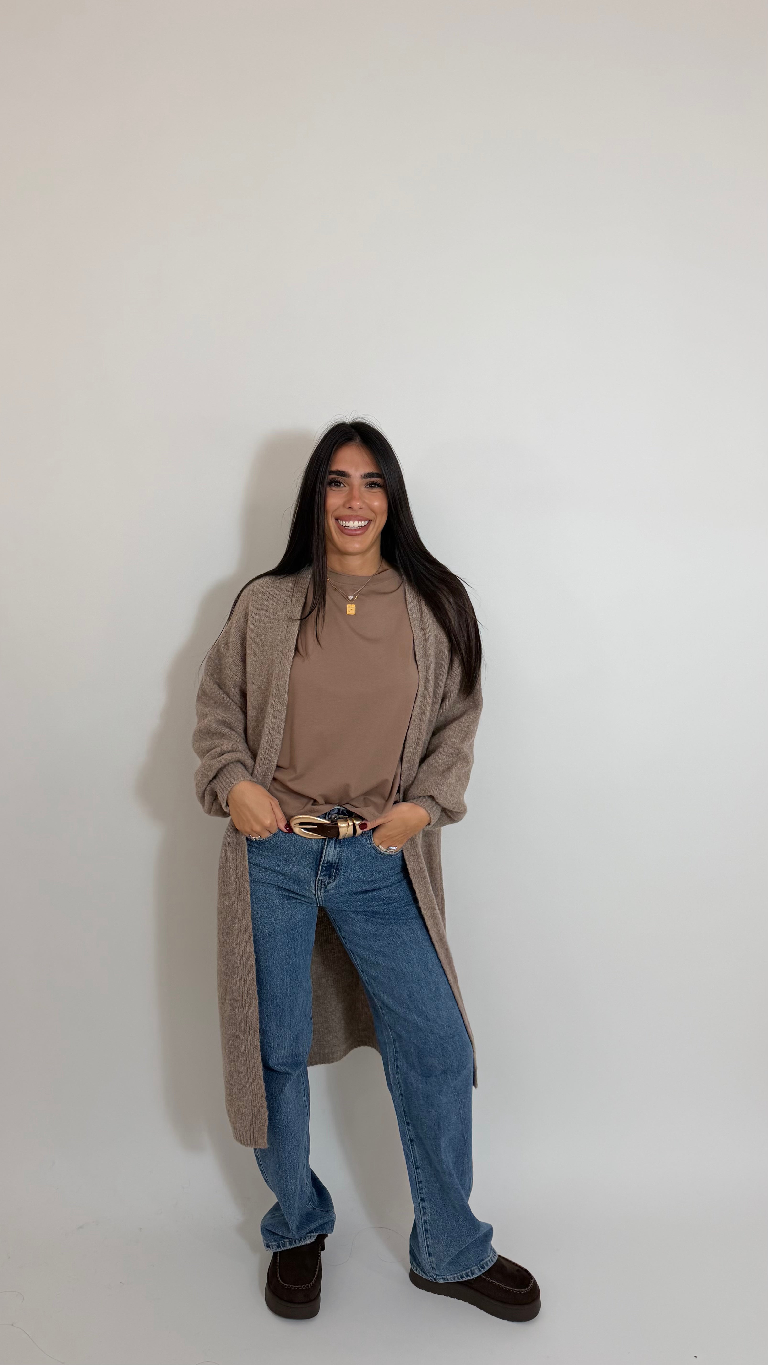 Long Soft Cardigan Tortora
