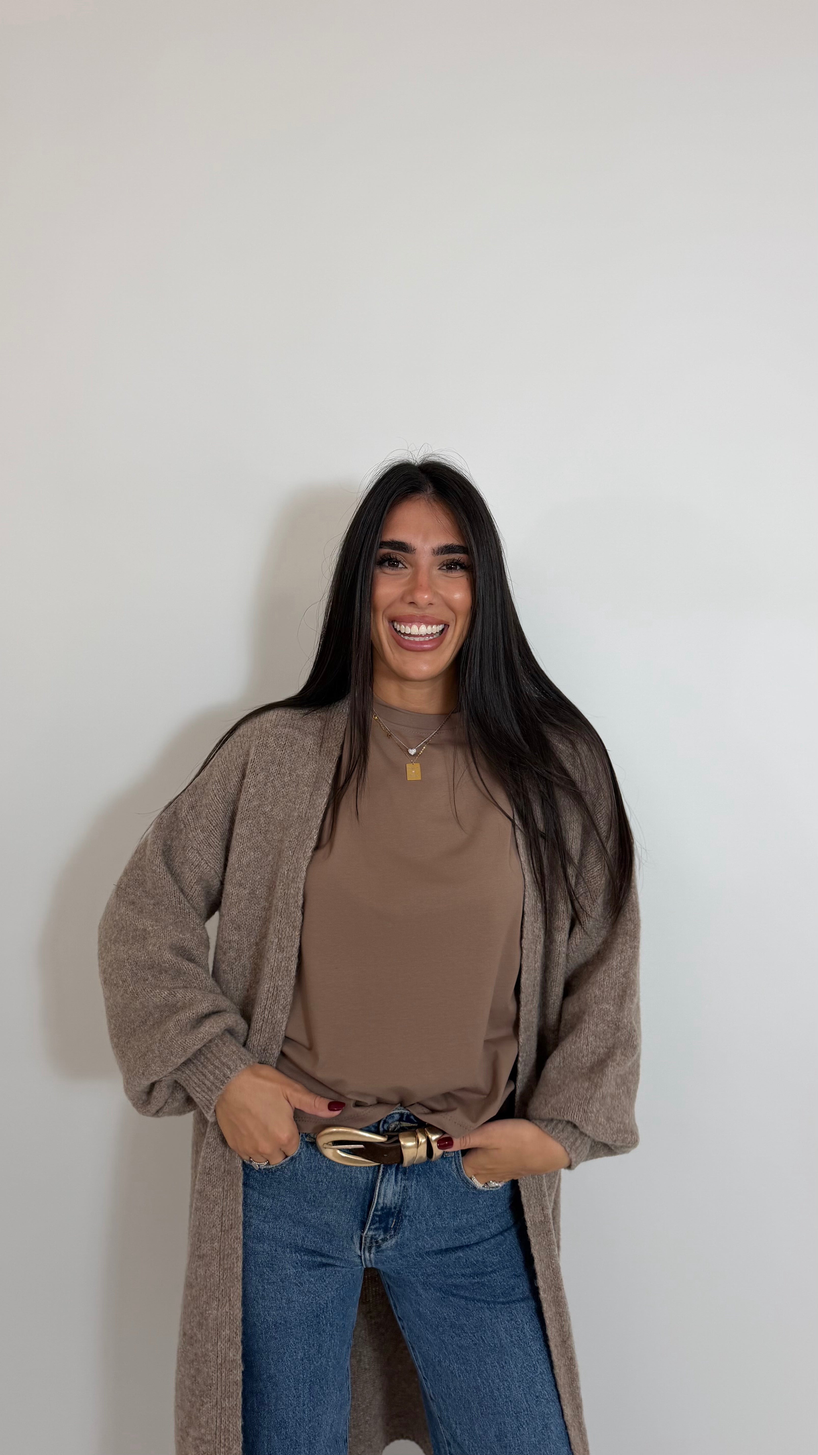 Long Soft Cardigan Tortora