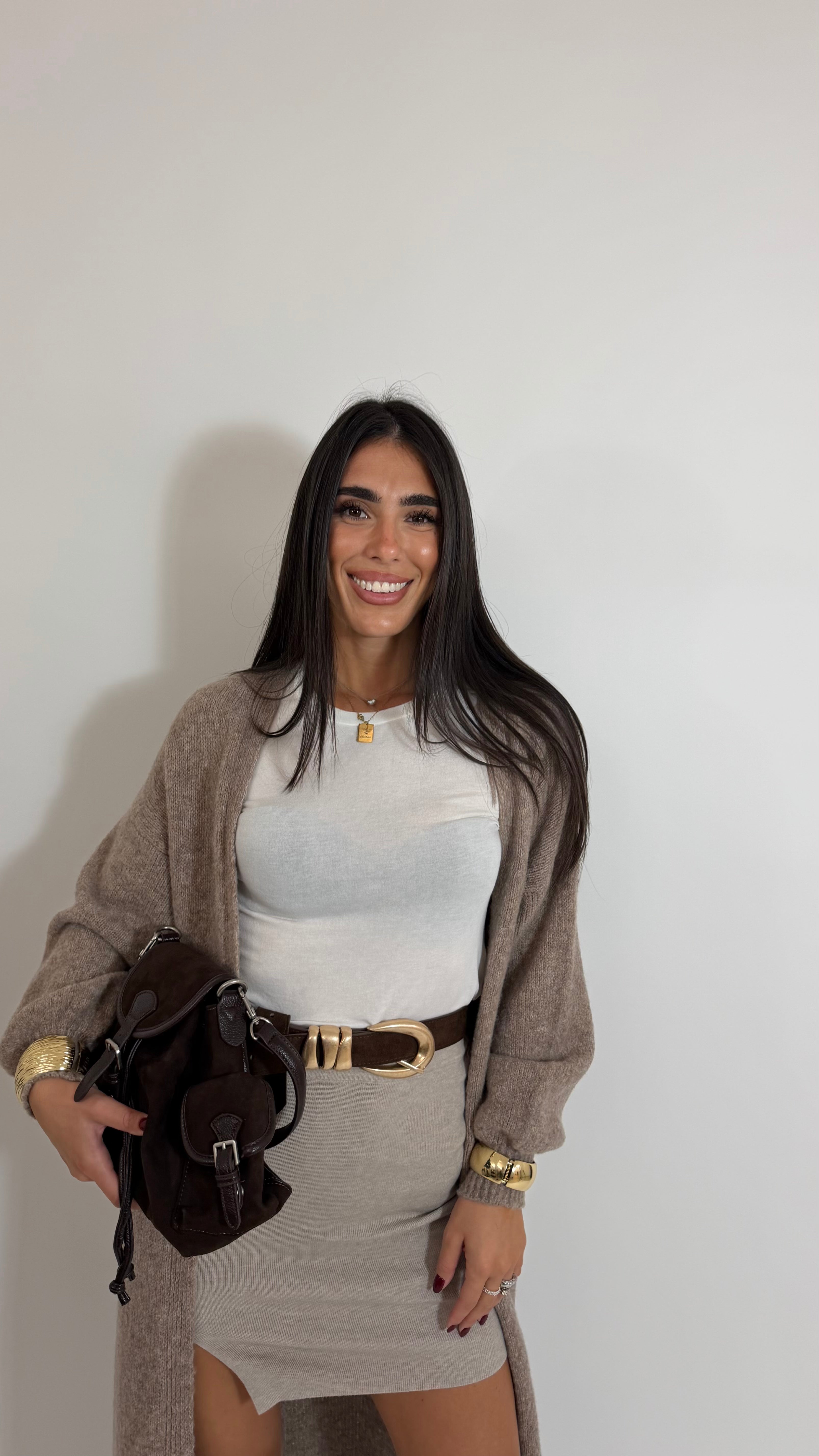Long Soft Cardigan Tortora