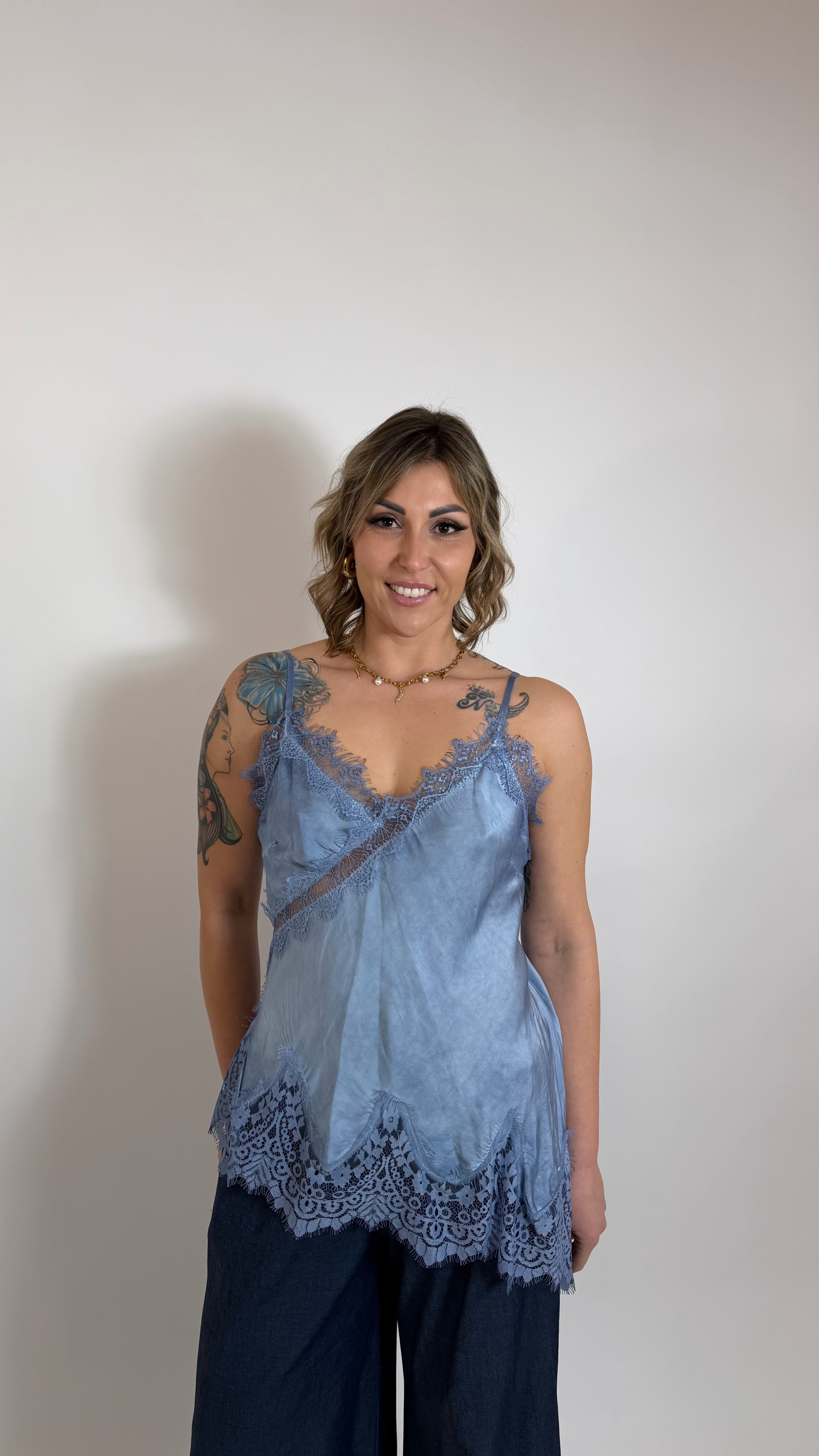 Lace & Silk Luxury Set Blu Denim