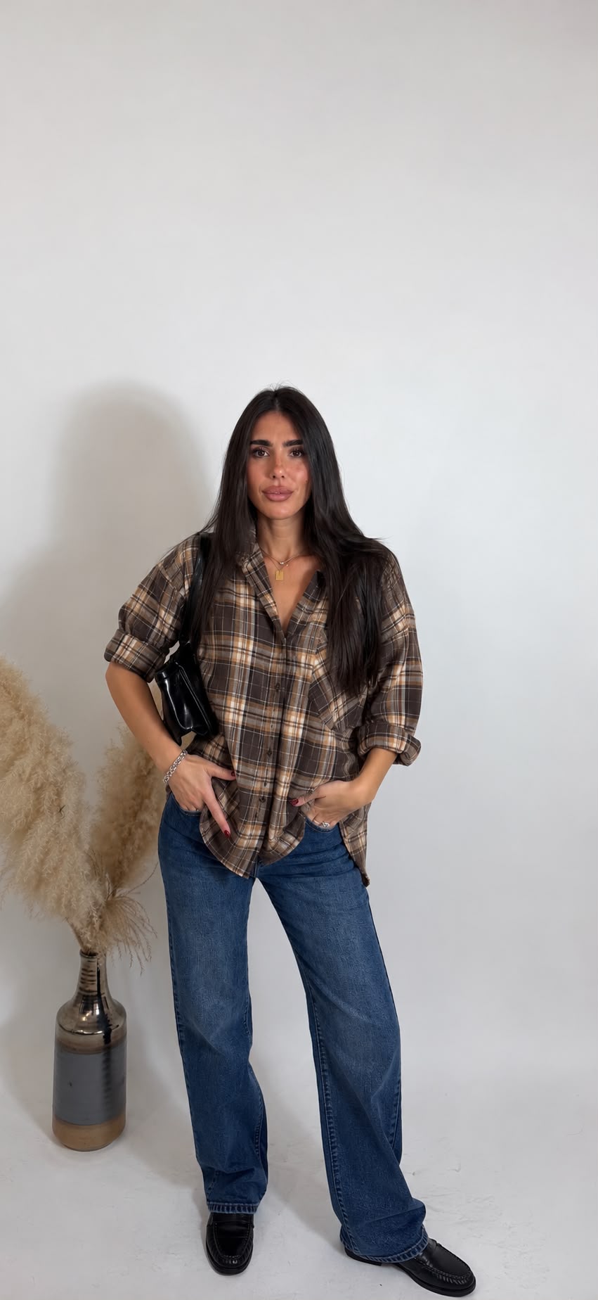 Camicia Check Oversize Choco
