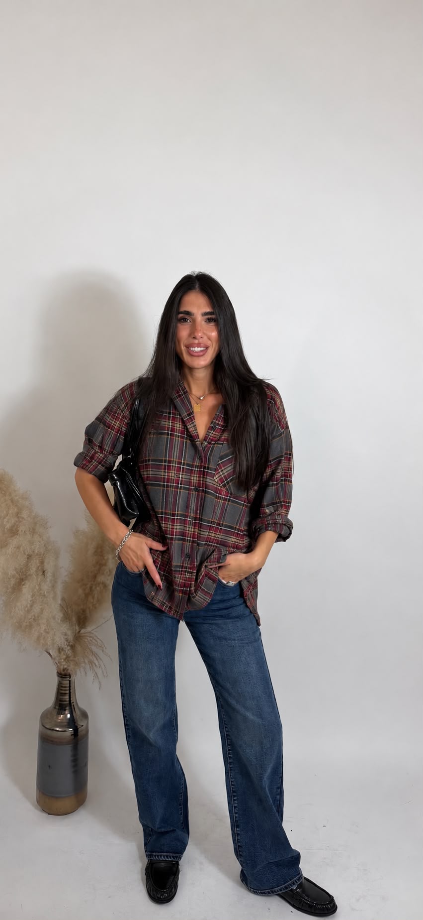Camicia Check Oversize Grey