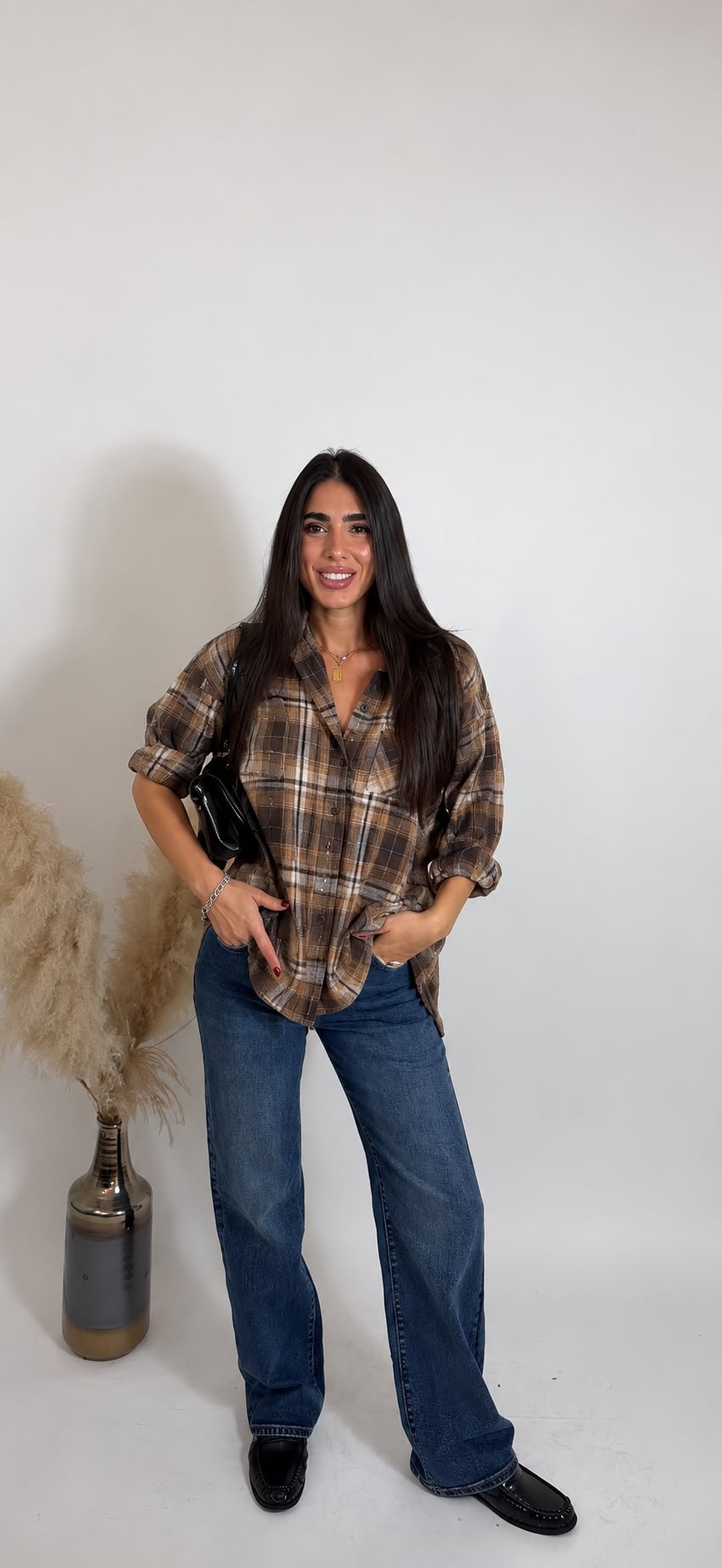 Camicia Check Oversize Choco