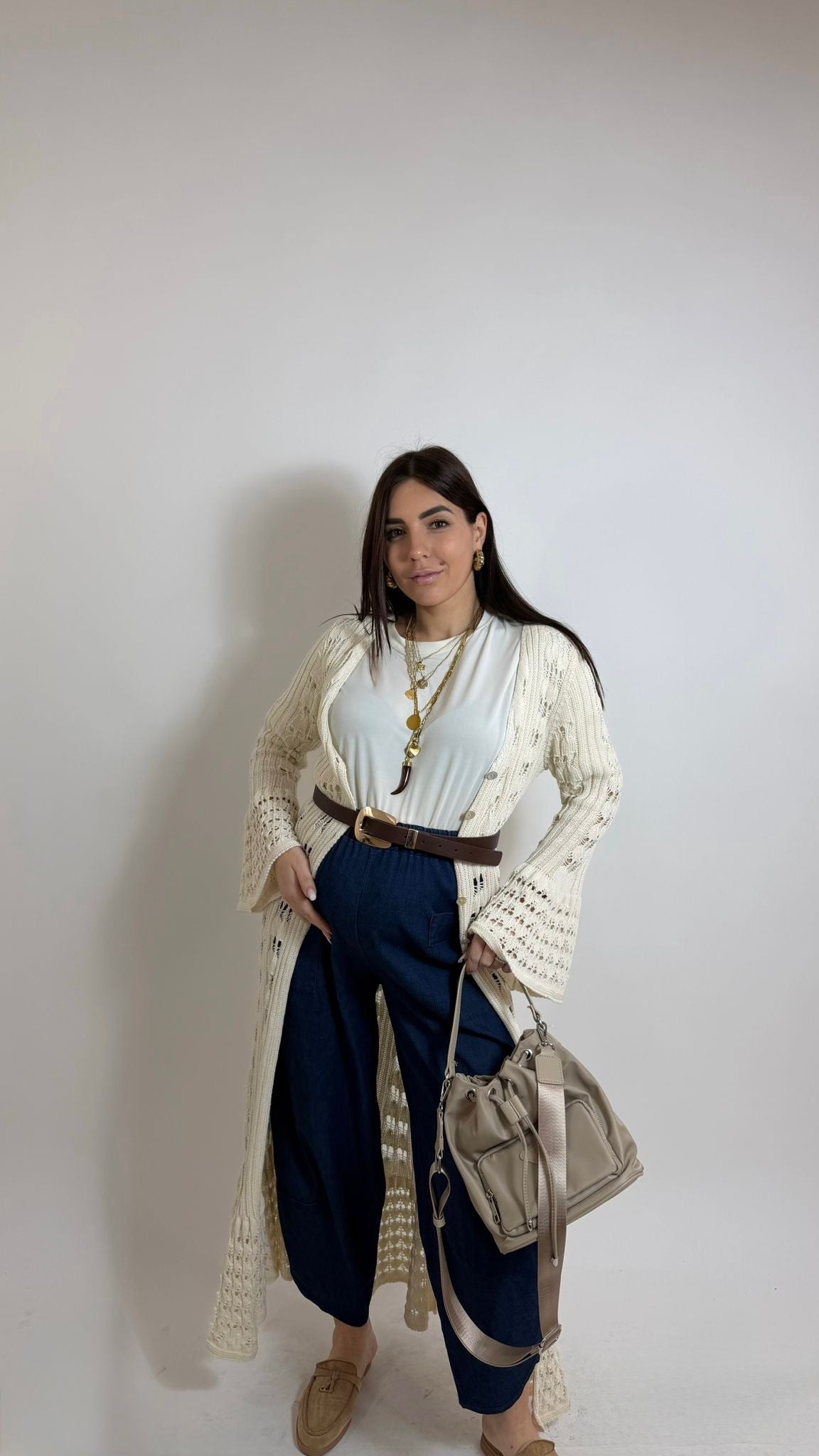 Pantalone Barrel Chambray Dark Blue