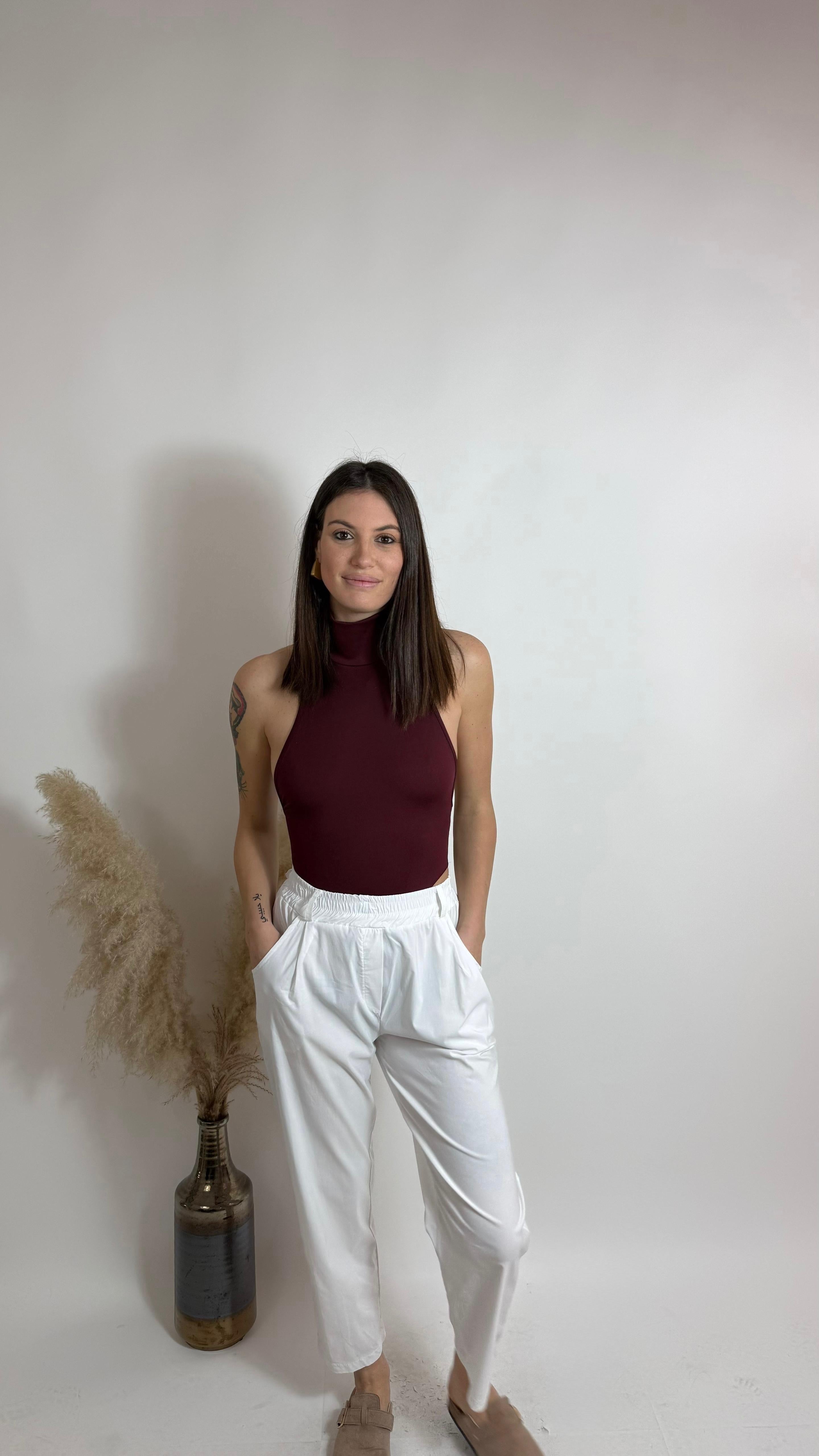 Pantalone mom fit Bianco